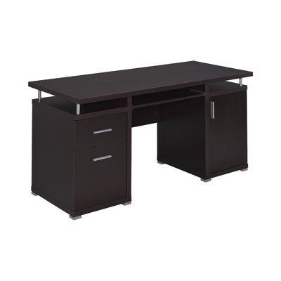 Bureau d'ordinateur avec 2 tiroirs et armoire en cappuccino