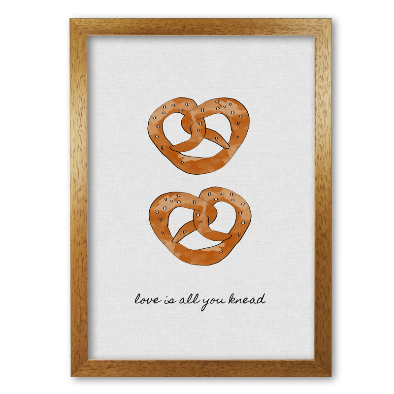 Love Is All You Knead - Print, 85 cm H x 60 cm W x 5 cm D, Honey Oak Frame