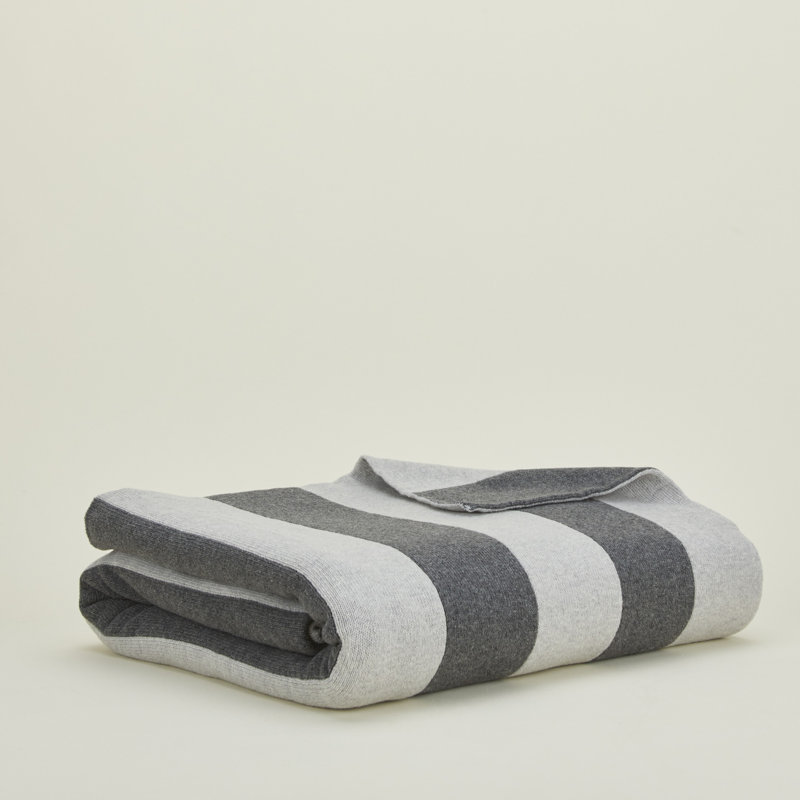 Simple Striped Throw Blanket, Light Gray/Dark Gray
