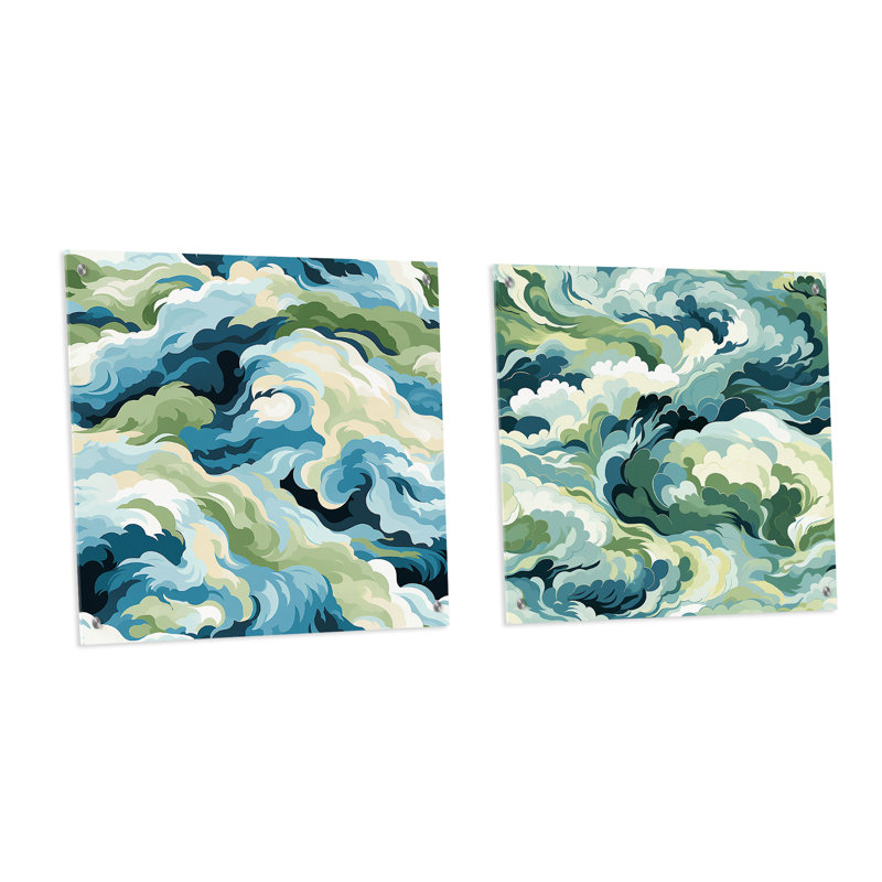 Coumba - Ensemble de 2 peintures murales abstraites en acrylique, H 36 po x l 73 po