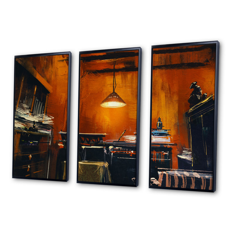 " Old Vintage Workspace " 3 - Pieces, Black, 28" H x 36" W x 1" D