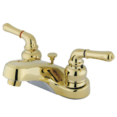Robinet de salle de bain central à 4 poignées à 3 trous à fixation sur le comptoir à 3 trous avec poignée escamotable en plastique Kingston Brass Magellan