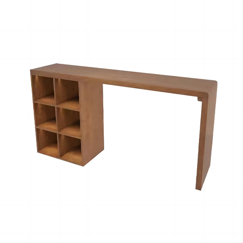 Retro Brown Rectangular Solid Wood Bar Table