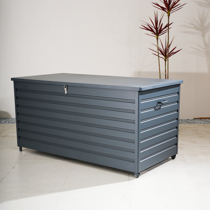71" Large Aluminum Outdoor Storage Box With Lock, Wheels & Waterproof Liner