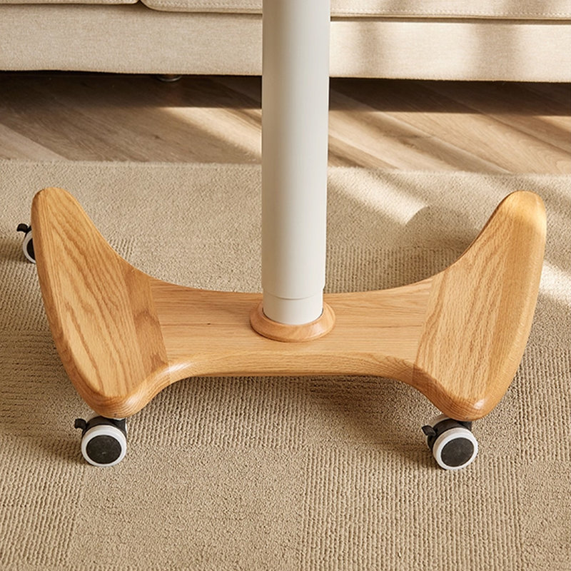 Burlywood+White Rectangular Solid Wood+Aluminium Alloy End Table, Burlywood