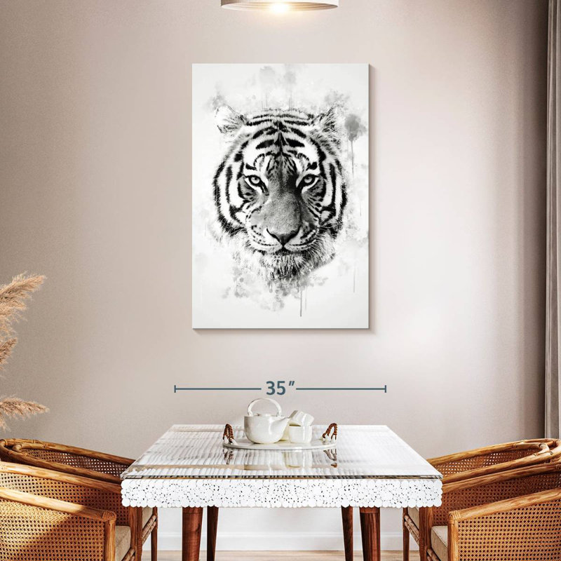 Brampt Tiger Head Black And White, 45" H x 30" W