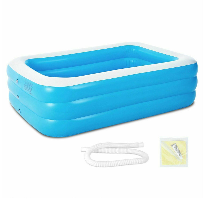 Piscine gonflable iMounTEK de 120 po avec bouchon de vidange, grande piscine familiale rectangulaire pour enfants et adultes