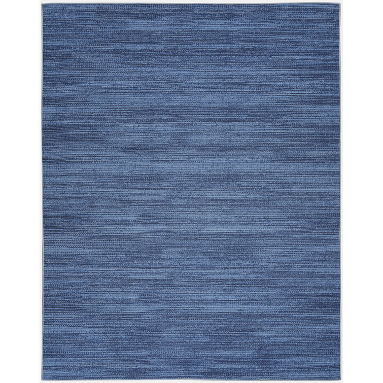 Tapis abstrait en coton bleu lavable à la machine Daline