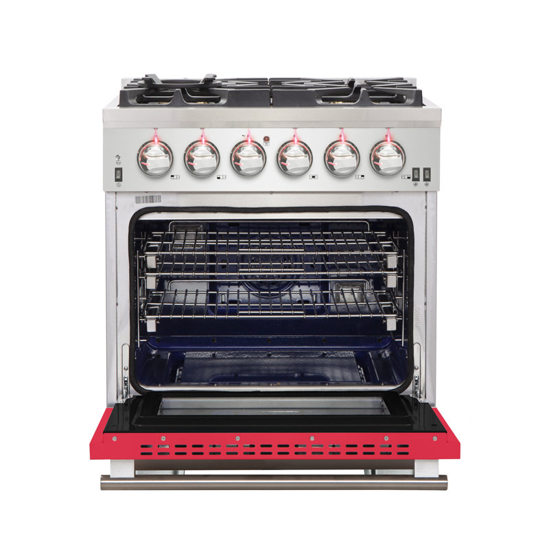 Capriasca 30" 4.32 cu. ft. Freestanding Gas Range, Red