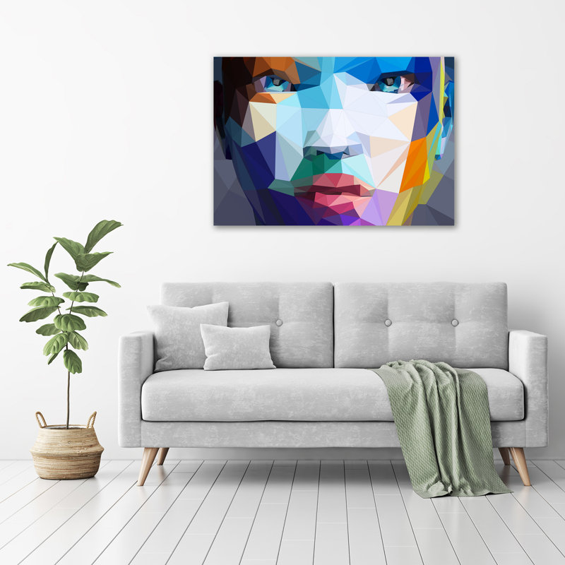 Glass Print Wall Art 100X70cm Image Printed On Glass Decorative Wall Picture Behind Toughened / Tempered Safety Real Glass For Kitchen & Living Room Theme:Abstraction Of A Woman