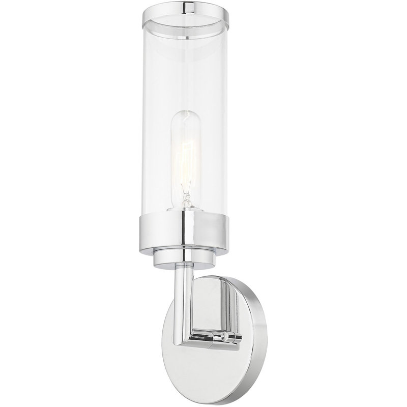 Applique murale 5,125 avec abat-jour en verre transparent - Conforme à l'ADA, Chrome poli