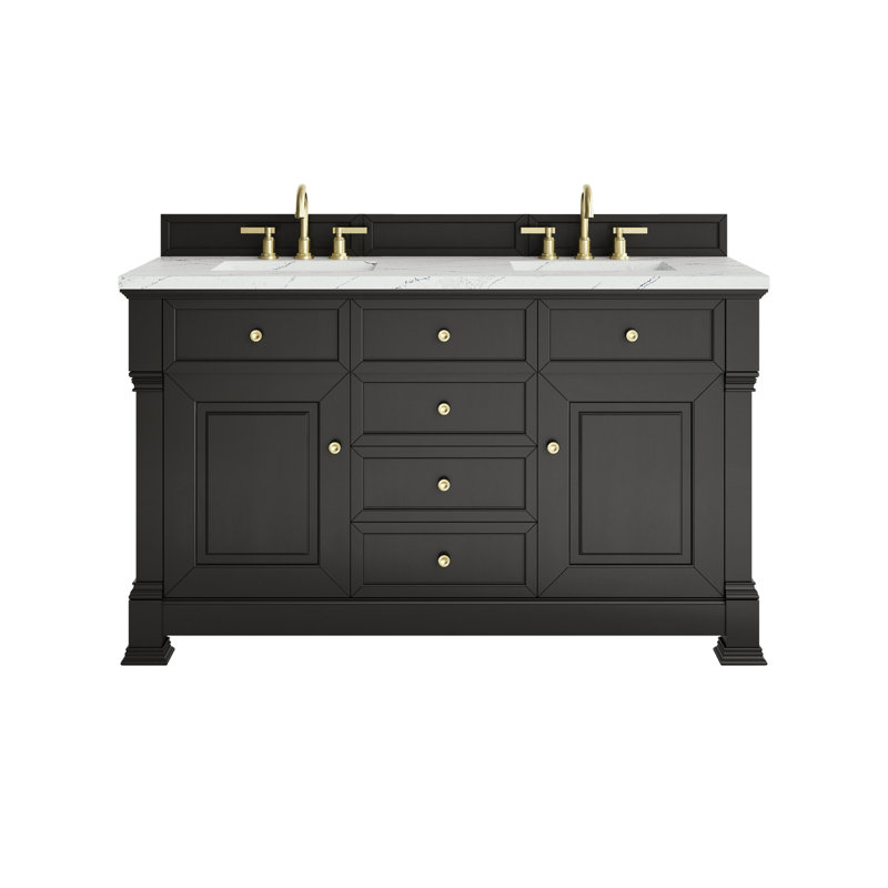 Brookfield 60'' W Double Vanity, Ethereal Noctis, Black Onyx, Widespread