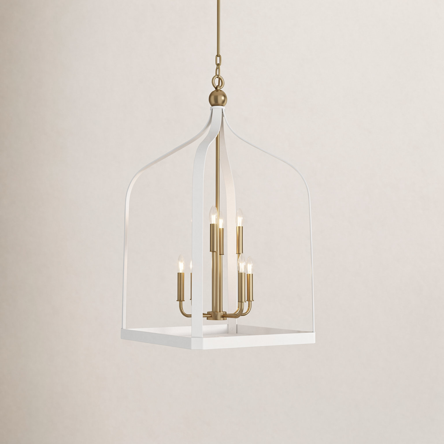 Kenmore Metal Chandelier, White, 8 Lights, 41.5" H x 23.5" W x 23.5" D