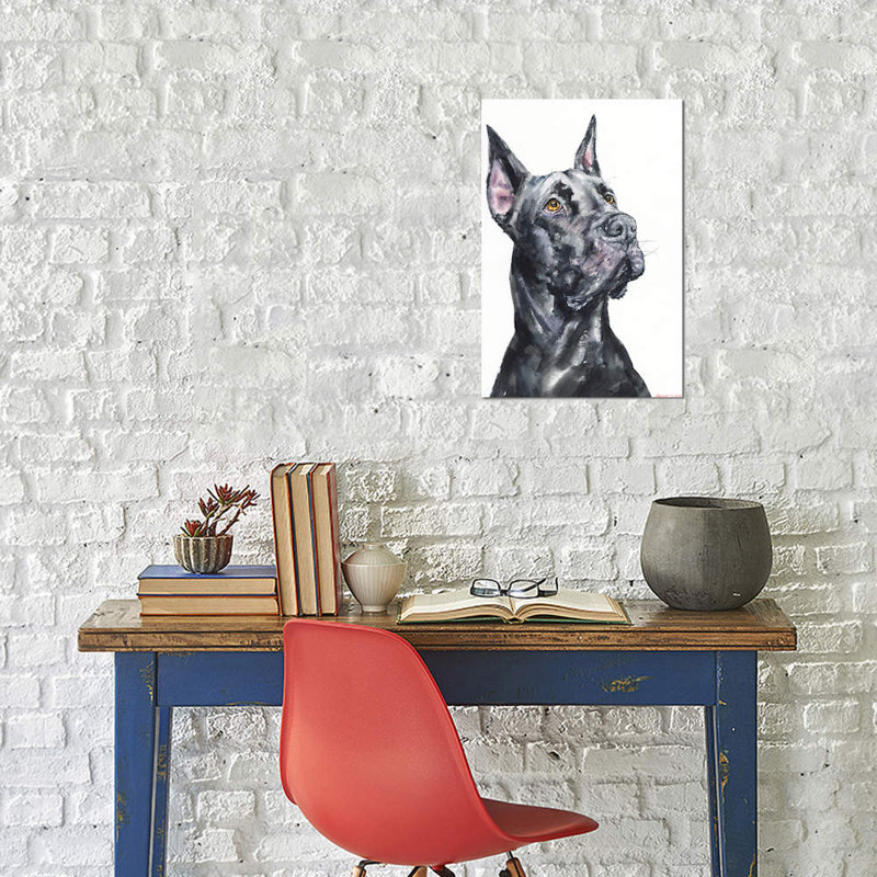 «Great Dane» par George Dyachenko, reproduction sur toile tendue, Toile avec cadre noir, H 26 po x l 18 po x P 1,5 po