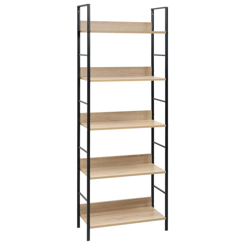 Bibliothèque Missoula, Noir/chêne, (5 tablettes) H 62,4 po x l 10,9 po x P 23,6 po