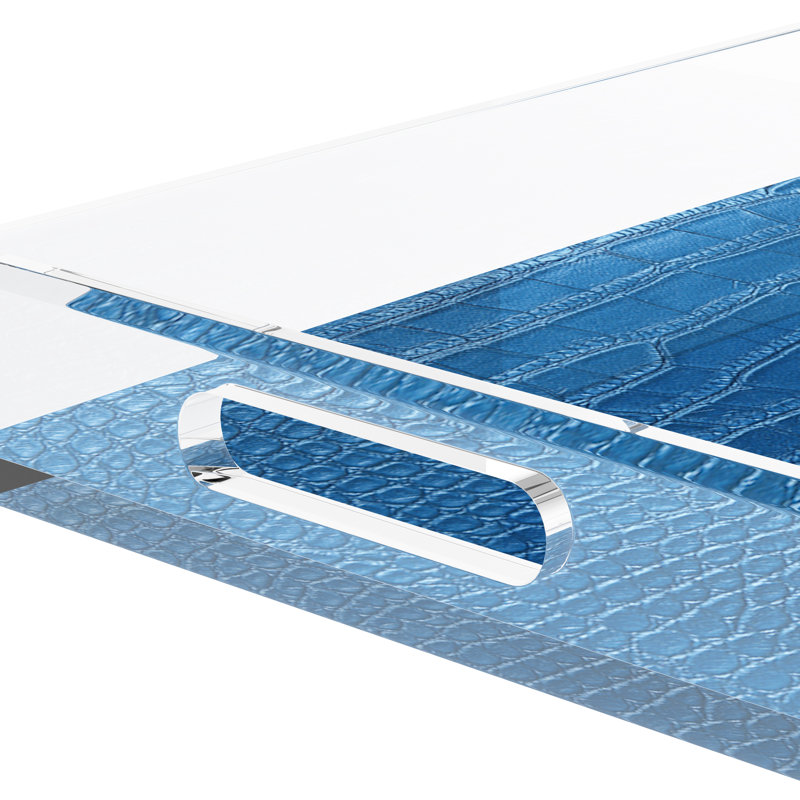 Crocodile Acrylic Rectangle Decorative Tray, 22.5"W x 14.5"D x 2"H, Kyoto Blue