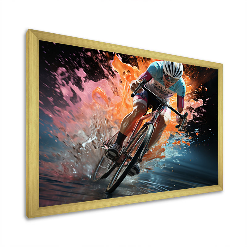 Vélo abstrait abstrait - transport, reproduction d'art sur toile, H 34 po x l 44 po x P 1,5 po, Cadre flottant doré