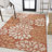 Zinnia Modern Floral Textured Weave Orange/Cream Indoor/Outdoor Rug-617832173