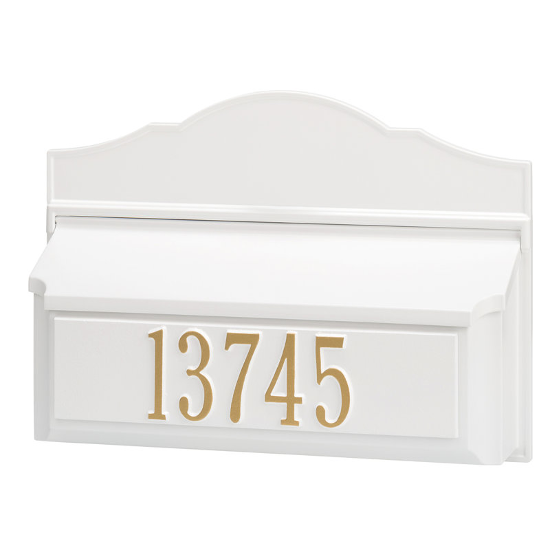 Colonial Wall Mounted Mailbox, White/Gold, Yes