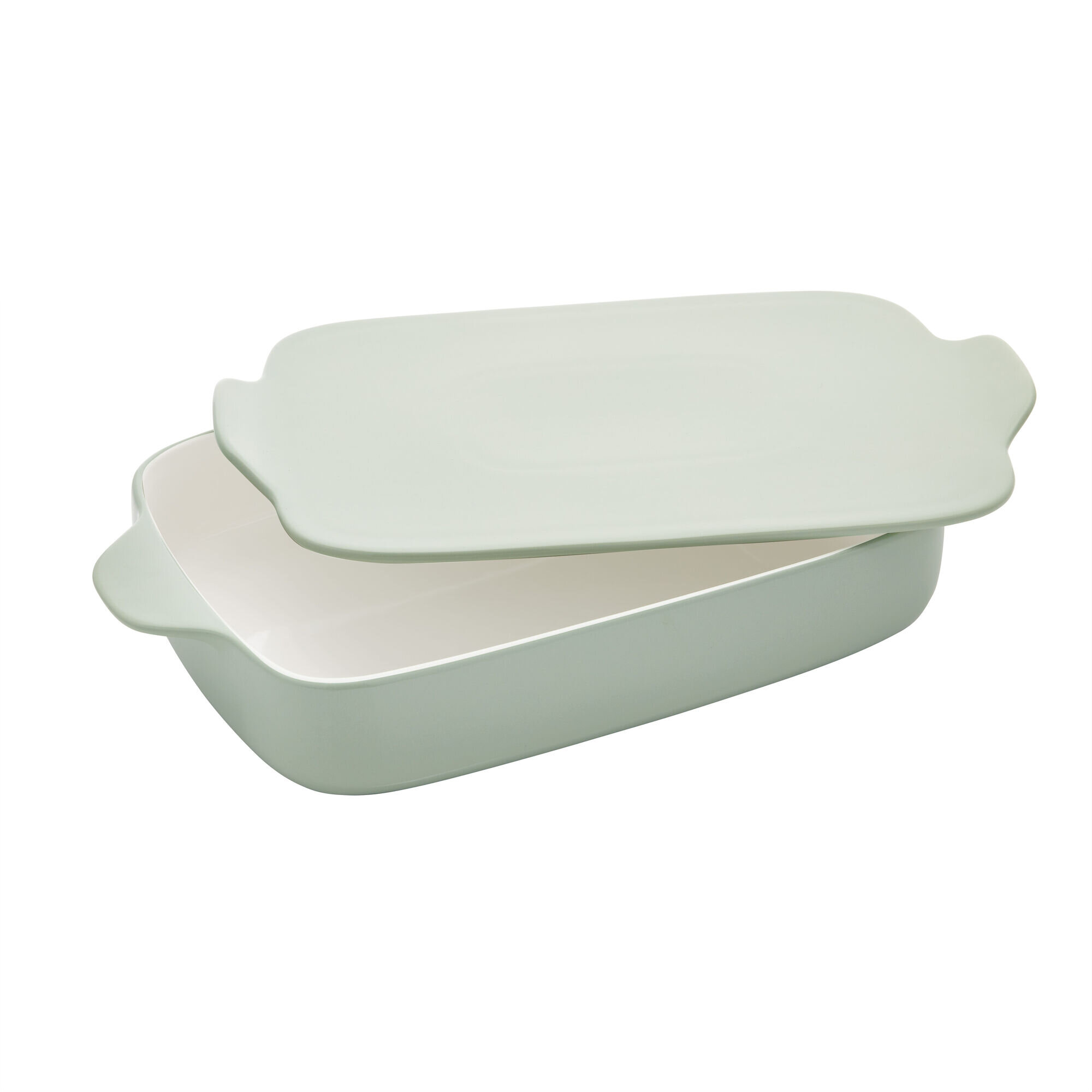 9 x 13 Rectangular Glass Baking Dish With Sage Green Lid, 5-Quart  Capacity