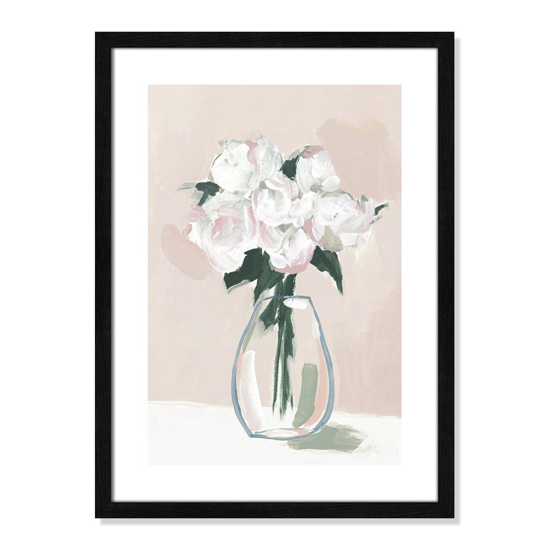 Fleurs fraîches de l'été - reproduction d'art, H 23 po x l 17 po x P 0,75 po, Papier avec cadre en bois noir