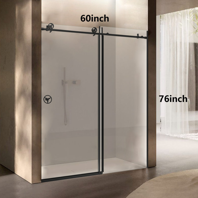 Porte de douche sans cadre de 60 po x 76 po avec verre de qualité supérieure et nettoyage facile