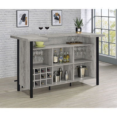 Menimen Grey Driftwood Freestanding Bar Unit