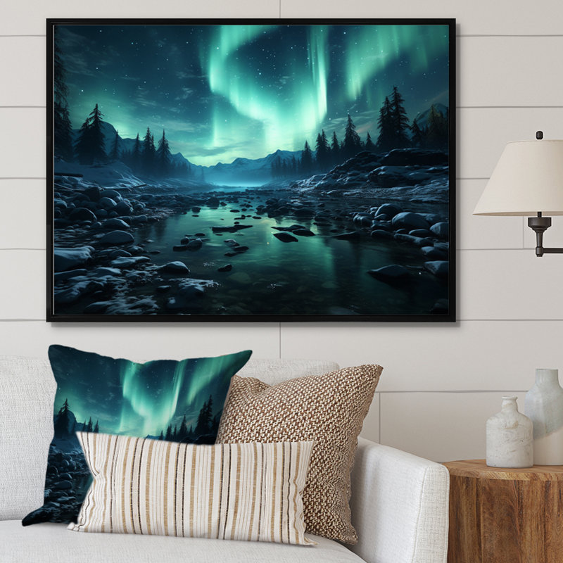 Aurore boréale «Natures Light», reproduction sur toile, H 24 po x l 32 po x P 1 po, Cadre flottant noir