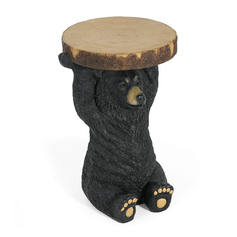 Black Bear Side Table Pedestal End Table Stool(Only Including Table)
