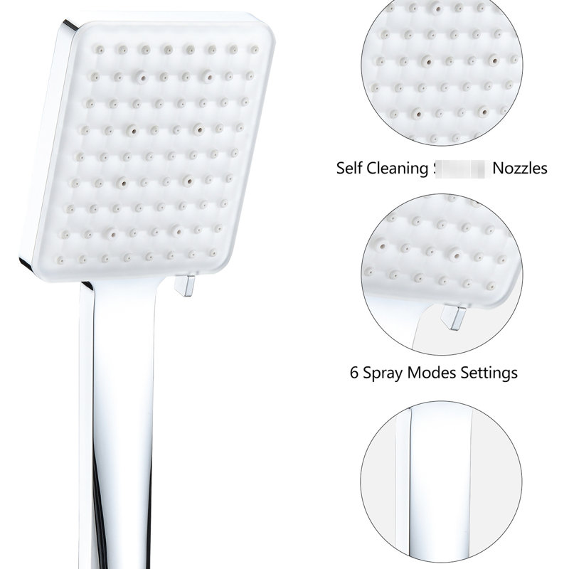 Shower Head With 6 Spray Modes - Optimize Flow, Install Square Mounting Flow Restriction, Easy Mount