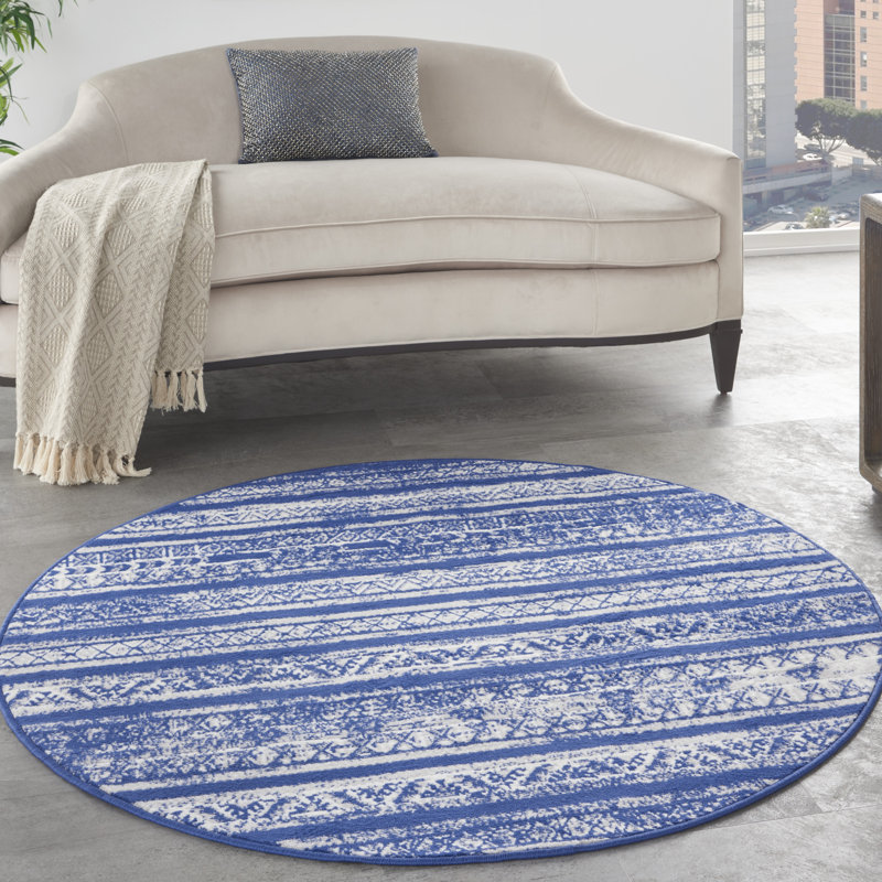 Striped Indoor Rug, Round 5'