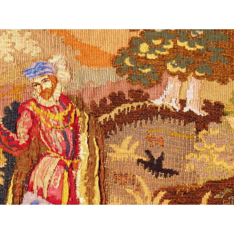 Luxie No Pattern and Not Solid Color Handmade Rectangle 3'4" x 5' Wool Area Rug in Beige/Orange
