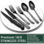 Ensemble 24 pièces de couverts 24 pièces avec couteaux à steak, ensemble de couverts noir pour 4 personnes, ensemble de couverts en acier inoxydable de qualité alimentaire, ensemble d'ustensiles à finition miroir pour restaurant maison, colonne romaine