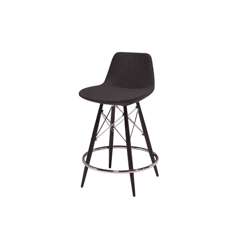 Nohlan Upholstered Counter Stool with Metal Frame, Dark Gray