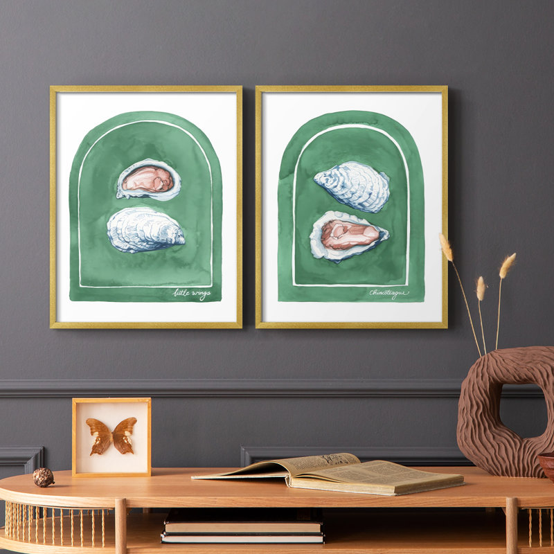 East Coast Oysters I-Premium, reproduction encadrée - prête à être accrochée - aucun clou requis - aucun clou requis, Doré