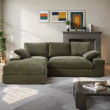 Cerinal 2 - Piece Corduroy Upholstered Sectional, L-Shaped Corner Sleeper Sectionals Sofa & Chaise