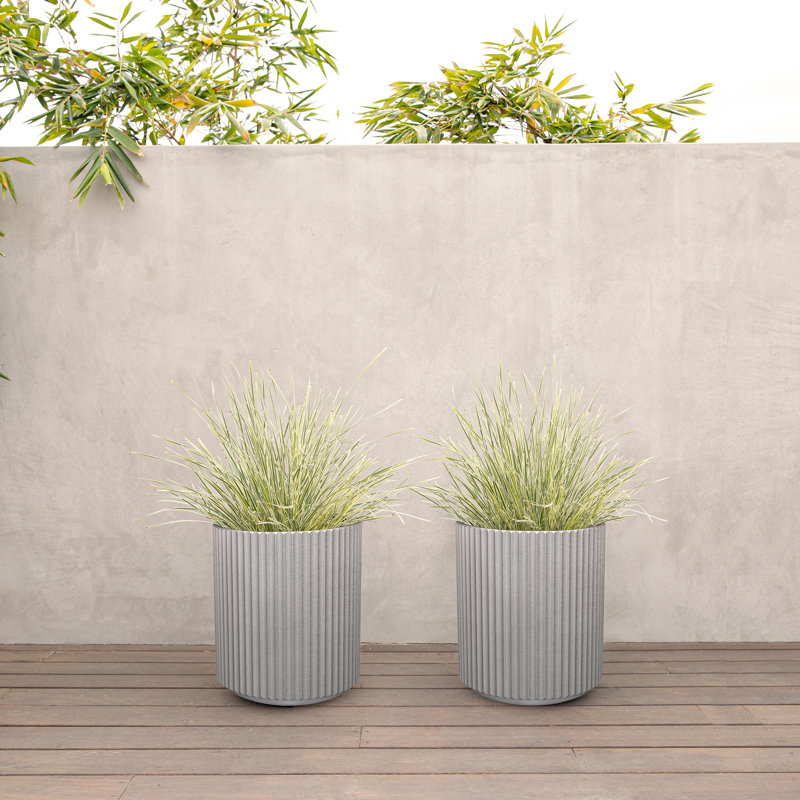 Pot à fleurs rond Demi Series, 2, Gris, H 16 po x l 14,75 po x P 14,75 po