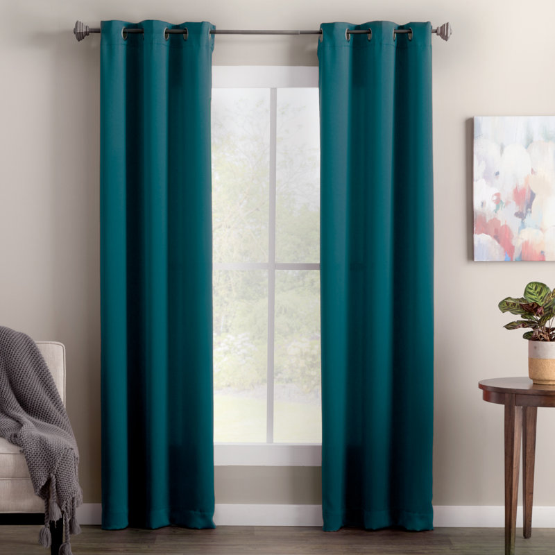 Thermal Energy Saving Grommet Curtain Panel - Basics by Wayfair™, Teal, 40" W x 63" L