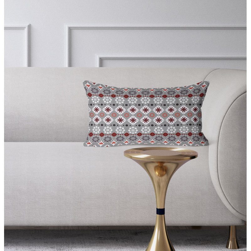 Shape Synergy  Rectangular Throw Pillow, White/Gray