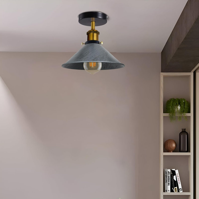 Douchette encastrée industrielle en métal E26, Brushed Silver