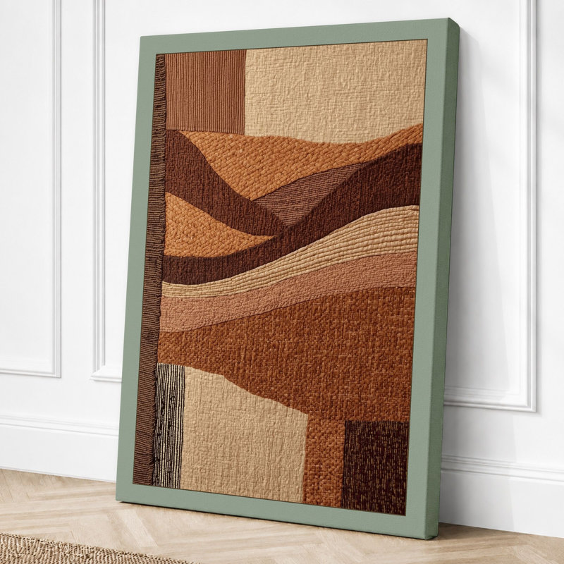 Warm Geometry Abstract - Wrapped Canvas, 24x16 - 61.0 x 40.6 cm, Sage Border