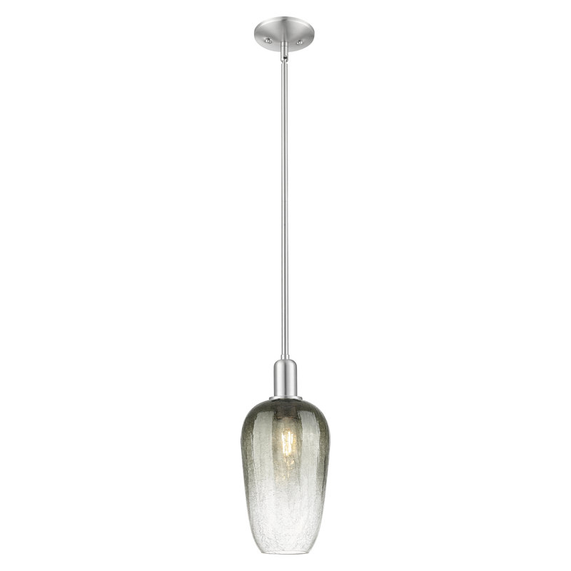 Downtown Urban - Brookhaven Flute - 1 Light 7" Stem Hung Mini Pendant, Slate, Brushed Satin Nickel