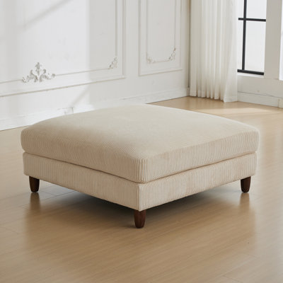 19" High Double Upholstered Square Ottoman With Solid Wood Legs by Mercer41
