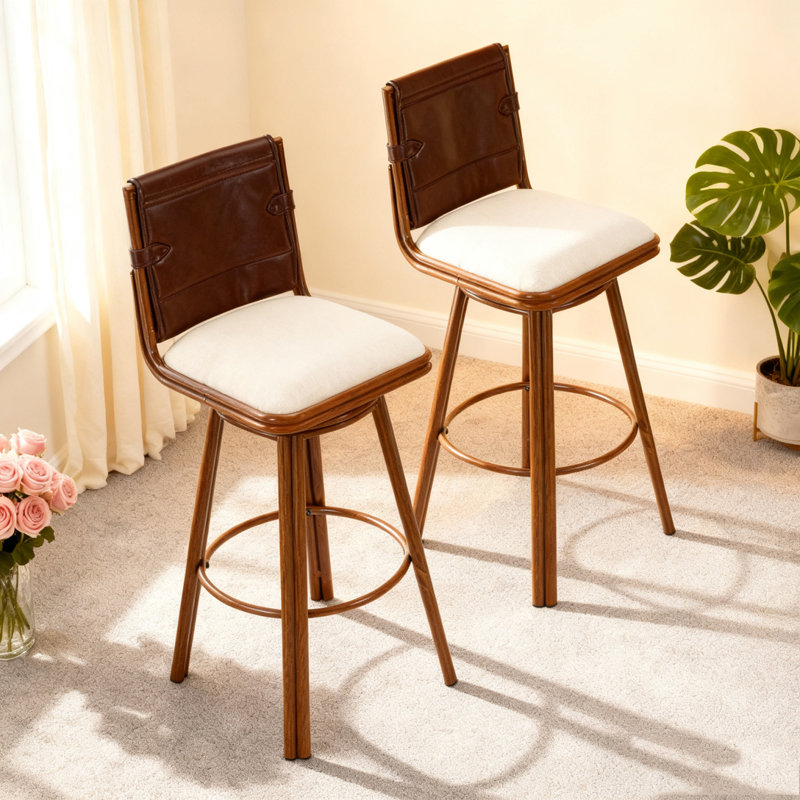 Upholstered Bar Stool with Metal Frame