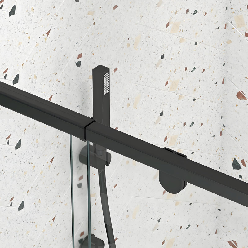 Porte de douche coulissante en verre 44-48 "x H 71" Piovt, Noir mat