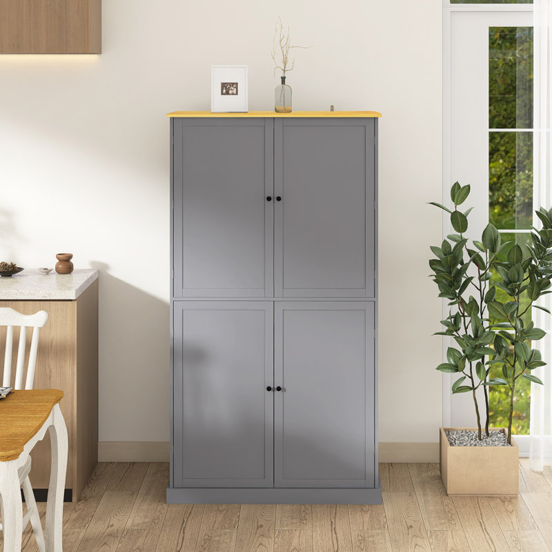 Armoire de rangement 40 po avec 8 portes et 8 tiroirs Farmhouse, Gris