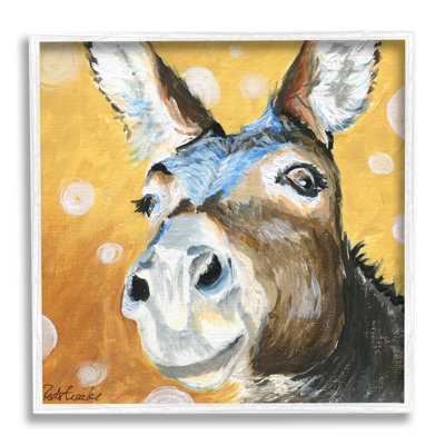 " Smiling Donkey Animal Painting Casual Circle Pattern " by Jennifer Redstreake Painting Print