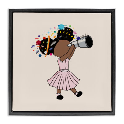 Celeste Girl with Telescope Floating Frame, design by Sierra Siler