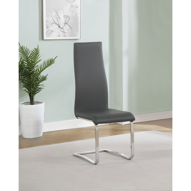 Chaise d'appoint rembourrée Angelisha, Gris, Chrome