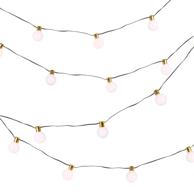 White And Gold Light Garland, 30 Warm Battery Leds With Timer
